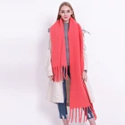 2020 Winter New Arrival Thick Warm Long Pure Color Shawl Tassel Scarf for Women