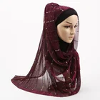 Gold Shawl Hijab Muslim New Style Scarf Gold Silk Sequins Hijab Muslim Autumn Shawl Silk Scarf Hijab
