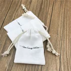Small Cotton Linen Drawstring Jewelry Pouch In Packaging Bag