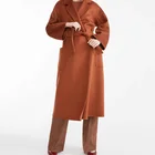 Winter women long cashmere coat with belt