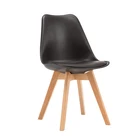 Modern nordic grey white black plastic dining chair with wooden legs
