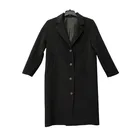 Korean women winter long black coat solid color double face wool coat