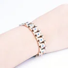 Mushen Silver Stainless Steel Zircon Magnetic Health Energy Therapy Germanium Link Custom Rose Gold Bracelet