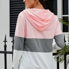 Hoodie Women Color Fashion Soft Blocking Zipped Neck Hoodie