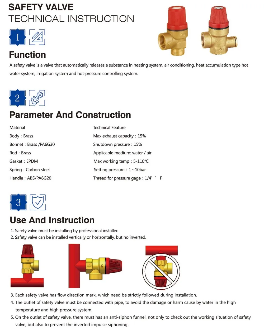 Quality Brass Safety Valve, Manual, SS33 - detail 16
