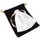 Soft solid satin dust satin bags silk drawstring bag custom logo pouch for gift jewelry