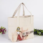 Eco-friendly cotton tote bags with custom printed logo canvas portable large shopping bag