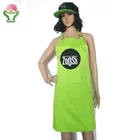 newest fashion Promotional Customized 100% cotton canvas green cooking cotton linen apron kitchen wear cotton apron