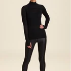 Custom Casual Women Turtleneck Black Yoga Elastic Long Sleeves Fitness Yoga Shirts