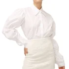 Designs Cotton Blouse OEM Hot Selling Newest Designs Solid Cotton Collared Neckline Bracelet Sleeve Blouse