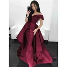 A025 Wholesale burgundy party dress satin mermaid dress for wedding