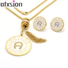 AFXSION 2019 South American Hot Jewelry diamond tassel Sweater chain Necklace Earring Stainless steel jewelry set