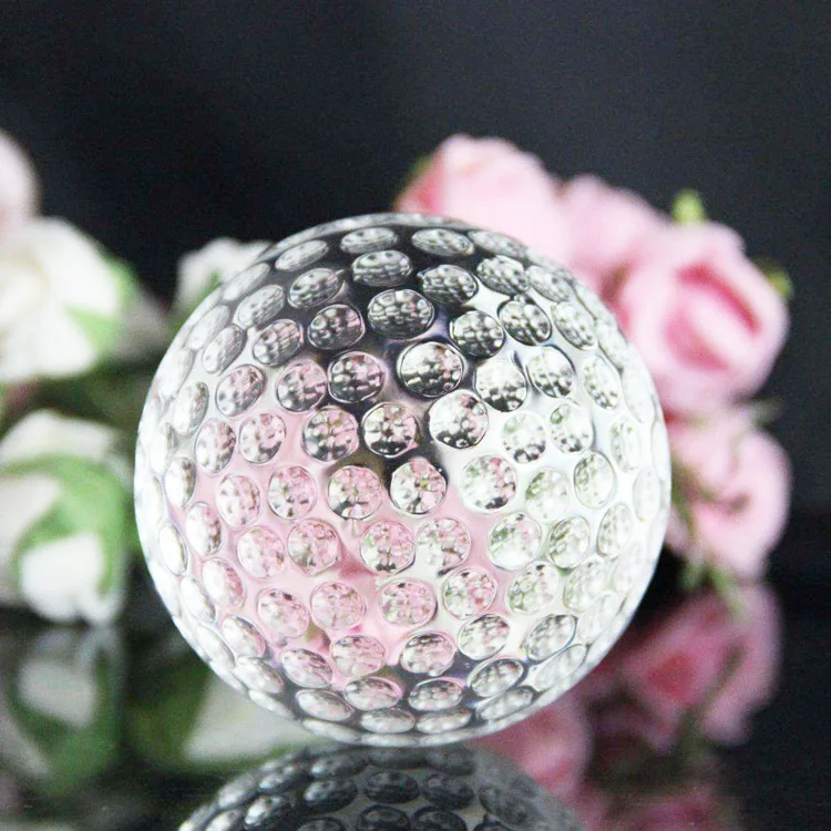 engraved clear crystal ball crystal glass golf gall with base