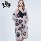 European style fox fur coat knitted overcoat Leopard fur coat