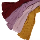 Scarf Wholesale Pearl Chiffon Striped Skirt Hem Ruffled Scarf Pearl L Solid 16 Color Collection Woven Hijab