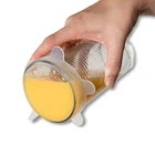 100% Food Grade Reusable Silicone Cover Stretch Coffee Lid 6pcs for Cups Bowls Containers Food