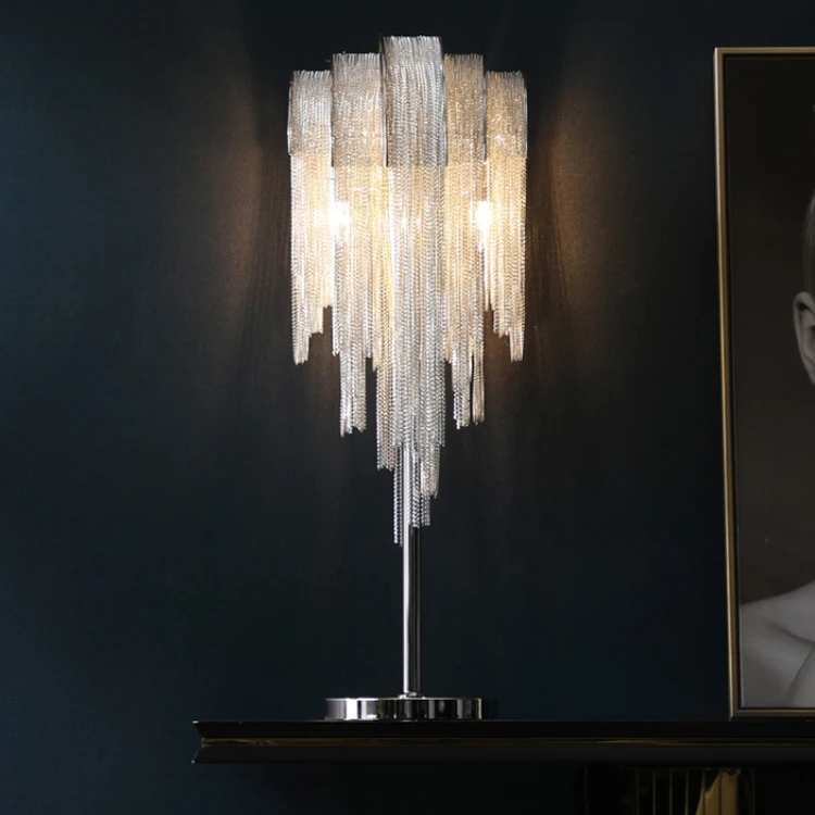 Golden color aluminum chain table lamp led decorative table lamp for bedroom living room