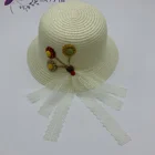 Loli Boater Hat Children Fashion Custom Hot Sale Loli Girls Boater Paper Straw Hat With Bowknot Sun Beach Straw Hat