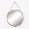 Magi gold color metal round frame wall hanging decorative mirror with chain for living room
