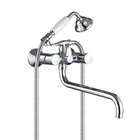 Brass Hand Shower Zinc Holder Brass Spout Double Handle Bath Shower Mixer With 350mm Spout