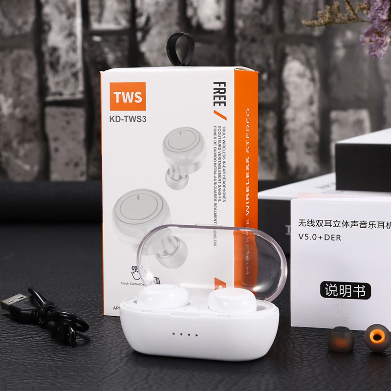 KADUN TWS3 True Wireless Stereo Earbuds bluetooths 5.0 version with white black colour - ANKUX.COM