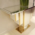 Modern Design Mirrored Living Room Furniture Art Decor Venetian Champagne Gold Console Table