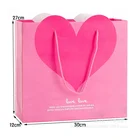 Heart Shaped Design Pink Color Custom Print Shopping Paper Gift Bag