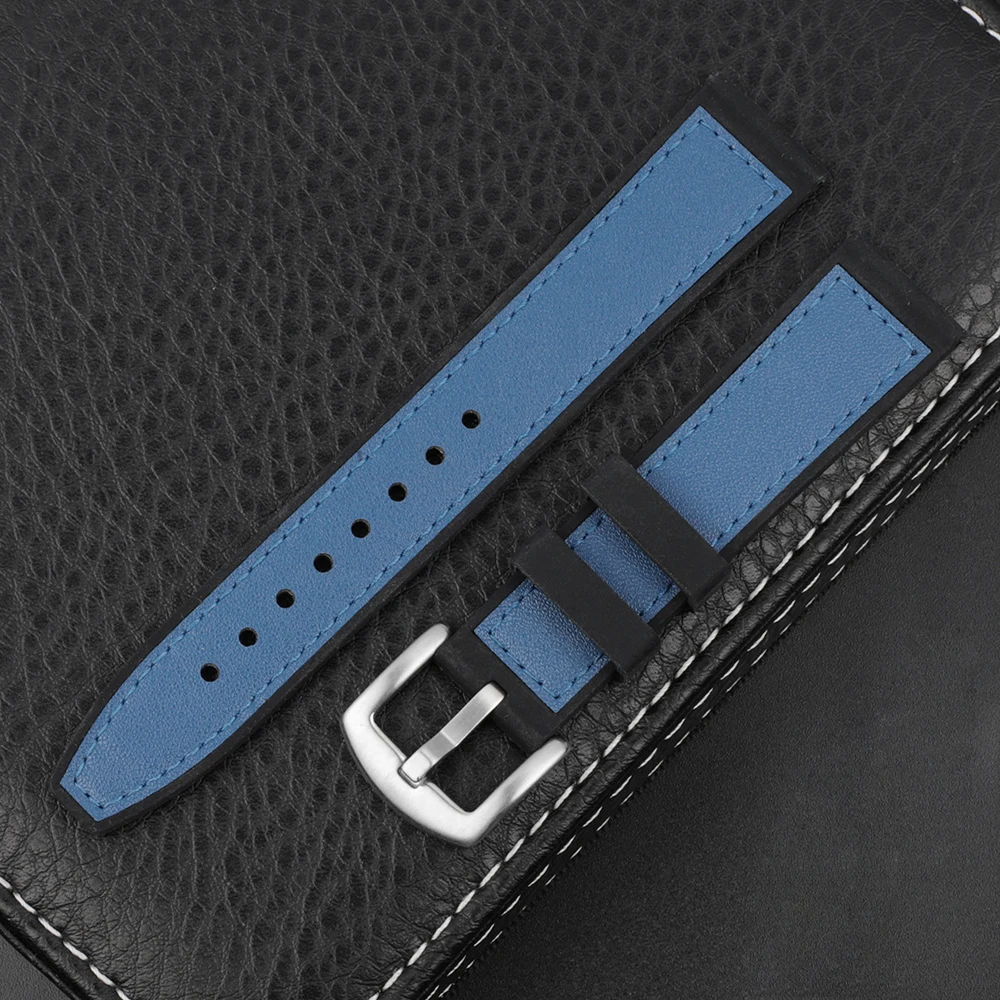 18 20 22 Mm Waterproof Leather Tpu Watch Band Hybrid Rubber Quick