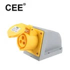 CEE IP44 splashproof Yellow 16 amp 3pin wall socket 110v