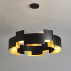 Postmodern Iron Round Black Golden led lighting pendant lamp for dinning room foyer