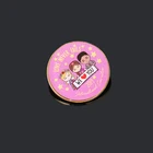 Hot sale new design products custom cartoon cute glitter round rose gold hard 3d enamel pin