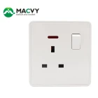MACVY 1 gang switch and 13A square pin socket with indicator