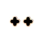Titanium Earrings Korean Fashion Rose Gold Titanium Steel Lucky 4 Leaf Stud Earrings For Women