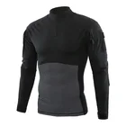 Men's quick-drying army long sleeve polo shirt black polo shirt black