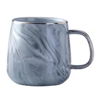 Europe Marble Texture Style Lovers Cup ECO Friendly High Temperature Resistant Type Golden Rim Glazed Ceramic Coffee Mug
