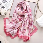 Wholesale 2020 new arrival women air conditioning shawl top sale pink chain pattern print double sided silk scarf