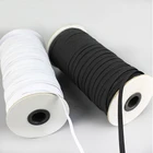 stock 3mm 4mm 5mm 6mm 7mm 8mm 9mm 10mm 12mm 15mm flat white and black knitted polyester elastic band tape