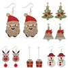 European Hotsale Six Design Cute Felt Santa Claus Earrings Snowman Deer Bell Christmas Tree Earring For Women Accessories