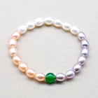 stretch freshwater pearl and agate bead bracelet jewelry