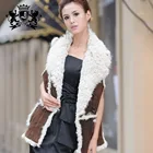 New Women Winter Double Face Mongolian Lamb Fur Vest Genuine Lamb Vest