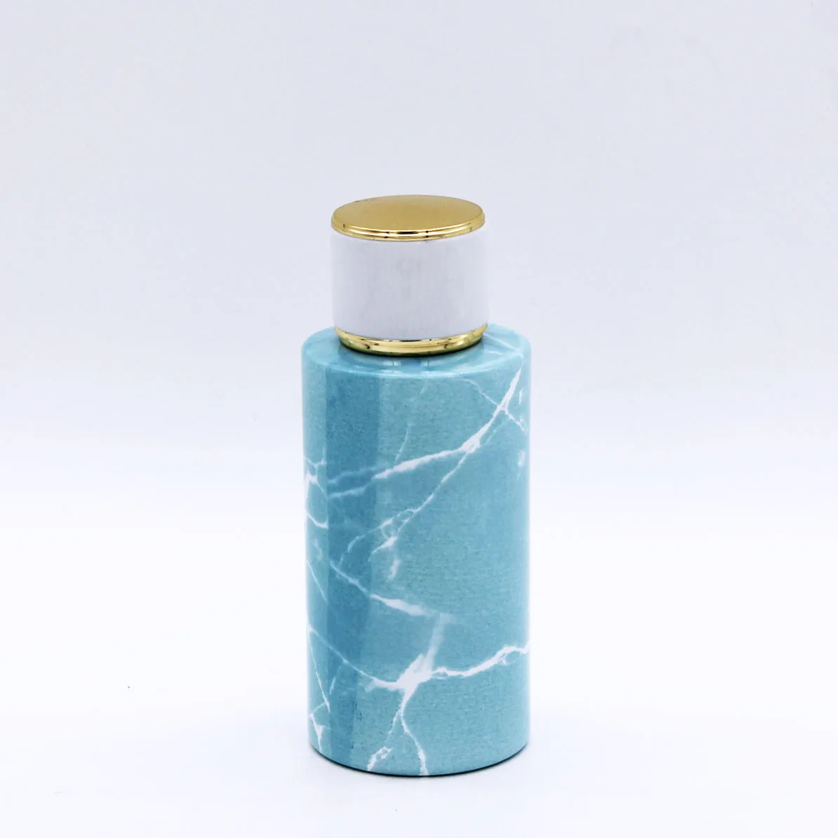 wholesale 100ml cosmetic glass spray container cylinder blue empty perfume bottle