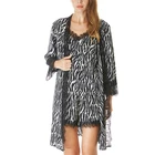 Lingerie Chic Custom Printed Satin Silk Pyjamas Long Sleeve Womens Lingerie Robe Set
