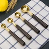 4 PCS Measuring Spoons Tool Set Stainless Steel Titanium Plating With Walnut Handle Measuring Spoons