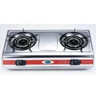 SGS new model cheap stainless steel manual silver 2 double burner gas stove