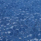 Blue Beaded Cotton Nylon Mesh Lace Knitting Fabric For Wedding Dress With Embroidery