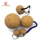 Floating Key Chain With Logo Natural Color Cork Ball Promotion Gift Printed For Wholesale Wine Cork Keychain