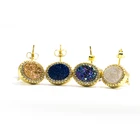2020 Wholesale New Style Fashion Dainty Plated Gold Stud Druzy Stone Beads Earrings Women