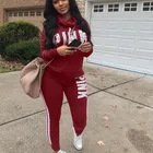 Plus Size Women Pant Pink Letter Plus Size Women Sportswear Sets Pencil Pant With 2 Piece