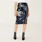 Chic 2019 New Sequin split plus size dress & skirts casual women long skirt