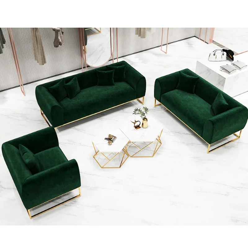 Verde luxo de veludo sofá para sala de estar moderna sala de estar mobiliário sofá de veludo